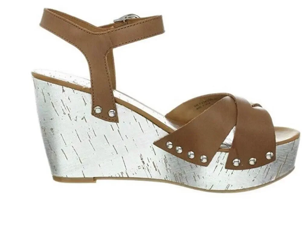 Chinese Laundry Give It A Go Platform Sandal Leather Nut Women’s 9.5 M